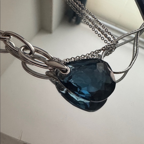 Swarovski Silver Necklace with Deep Blue Pendant - Picture 2 of 4